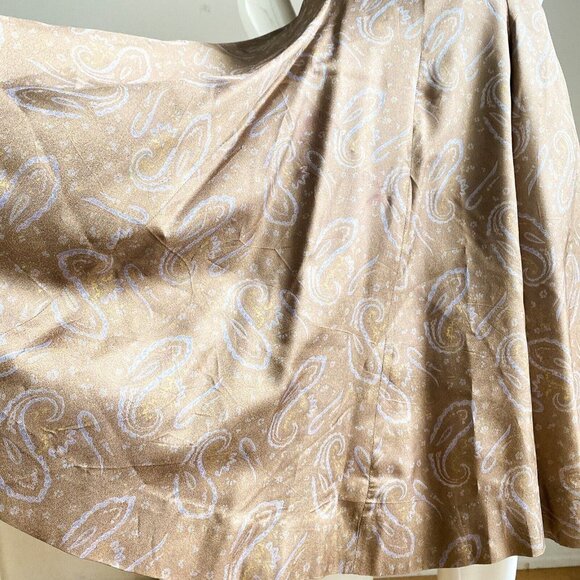 Vintage Paisley Print Beige Blue Earthtones Short Sleeve Fit and FLare Dress S - Picture 3 of 10